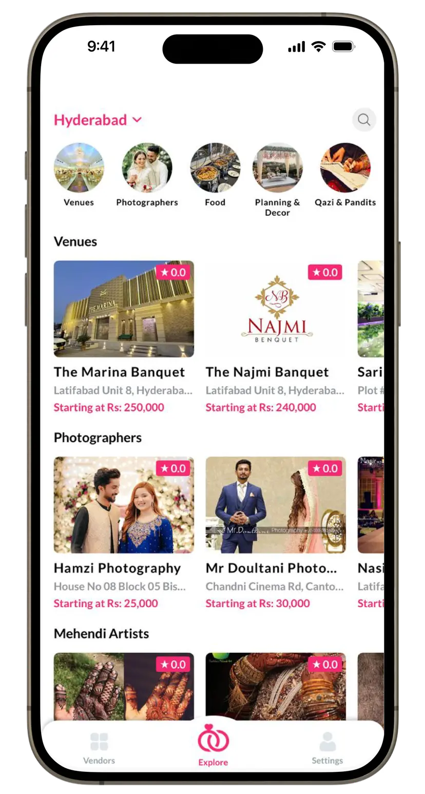 WedEasy app home screen